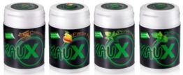 kauX Xylitol Zahnpflege-Kaugummi 4'er Pack gemischt (60g=40 Stück pro Dose) -